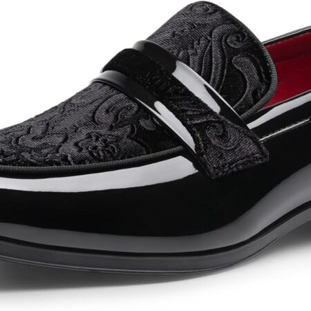 Men’s Velvet Tuxedo Slip-On Dress Shoes – Classic Formal Loafers