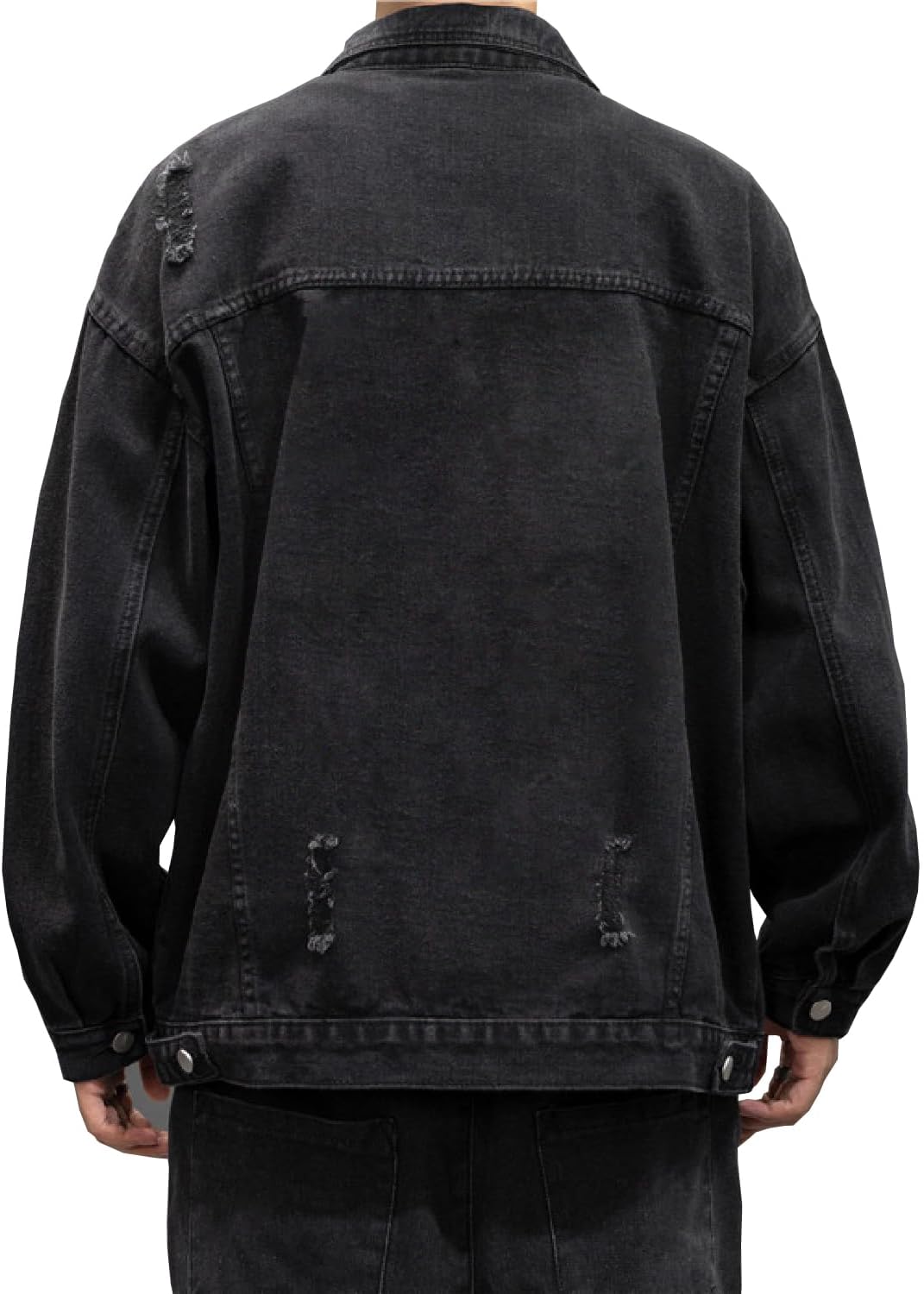 Men’s Distressed Denim Jacket Vintage Style Casual Coat - Image 2