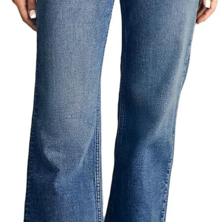 Women’s High Waisted Wide Leg Straight Denim Pants Loose Fit with Pockets