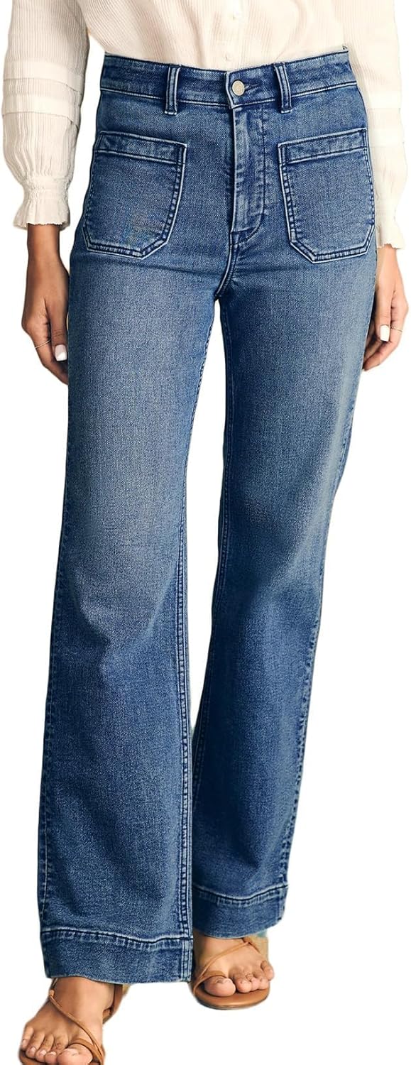 Women’s High Waisted Wide Leg Straight Denim Pants Loose Fit with Pockets