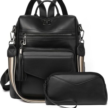 PU Leather Diaper Backpack with Changing Pad and Stroller Straps