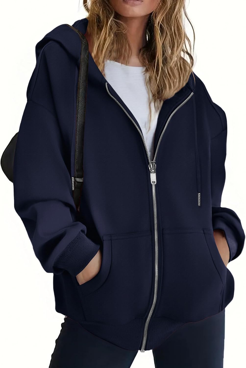 Women’s Oversized Zip Up Hoodie Fleece Sweatshirt Casual Jacket