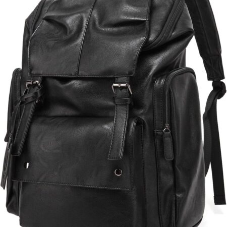 Water-Repellent PU Leather Business Laptop Backpack