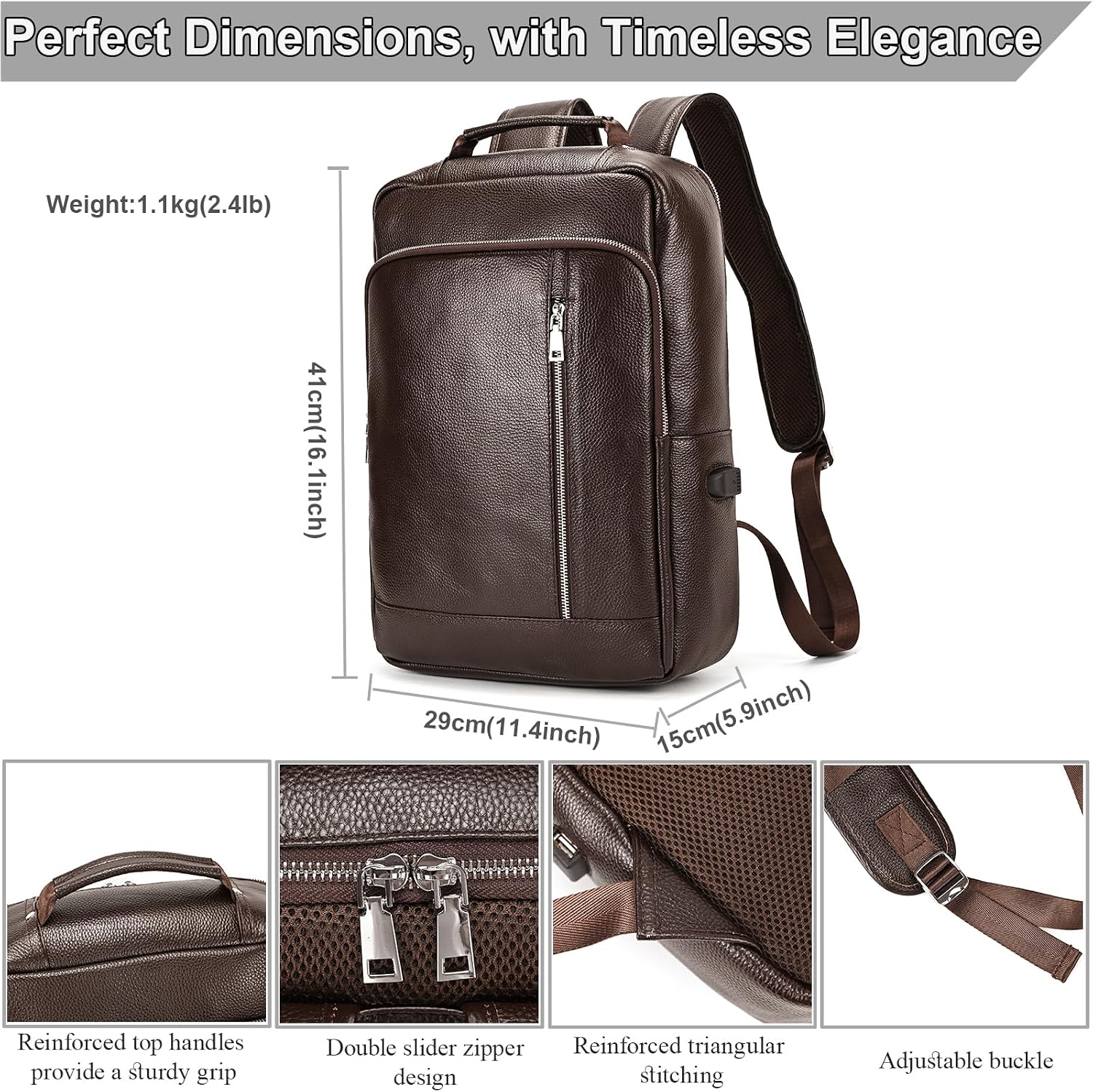 Large Capacity PU Leather Drawstring Travel Backpack - Image 2